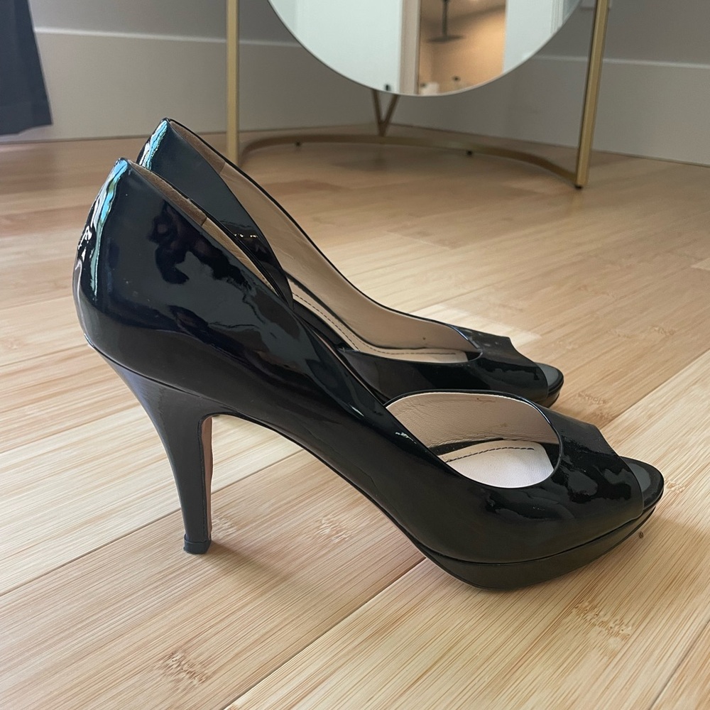 NavyBoot Italian Made all leather Peep toe platform high heels